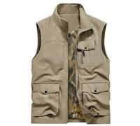 Fishing Vest for Men Large Sizes Men's Vest Summer Lightweight Many Pockets Work Vest Summer Thin Sports Vest Elegant Leisure Vest Breathable Outdoor Vest Loose Sleeveless Vest Summer Vest, khaki, XL