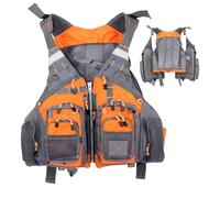 Fishing Vest for Men Multi-Pocket Ergonomic Average Size Fishing Life Vest with Detachable High Buoyancy Foam Inside for Kayaking, Drifting, Orange Life Jacket