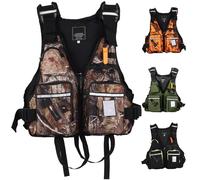 Fishing Vest Safety Life Jacket, Buoyancy Aid Adult with Multi-Pockets And Reflective Stripe Swim Vests for Swimming Water Equipment Boat Kayak(Leaf Camouflage)