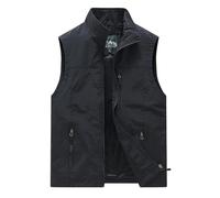 Fishing Vests For Men Lightweight Outdoor Multipocket Breathable Zip Cargo Vest Casual Photography Gilet Quickdry Sleeveless Jacket Men'S Utility Fishing Vest (Black-1, XXL)
