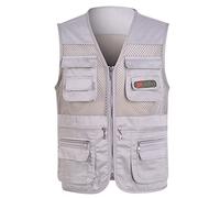 Fishing Vests for Men - Multi Pockets Tactical Mesh Vest Lightweight Casual Outdoor Work Safari Fishing Travel Cargo Vest Jacket Photo Mesh Waistcoat Multi Pockets Tactical Sleeveless Coat
