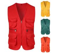 Fishing Vests for Men Utility Work Safari Travel Cargo Jackets with Multi Pockets Summer Outdoor Photo Vest Waistcoat Chaleco Táctico(Yellow, XXL)