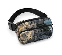 Fishing Village Waist Bag Fashion Fanny Bag with Adjustable Strap for Outdoor Workout Cycling Unisex, white, 20x13cm, Waist Bag