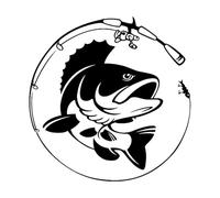 Fishing Vinyl Wall Decal Garage Man Cave Decor Fish Rod Hobby Fisherman Wall Art Bedroom Rooms-S-42x43cm-Black