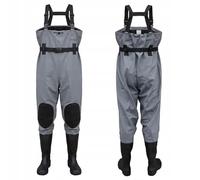 Fishing waders PRO65 with knee reinforcements, Sizes 39-47, Non-slip Sole, Waterproof High Pants for Anglers and Hunters, Double Welded Stitches, Harness (41)