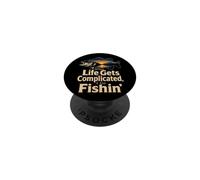 Fishing When Life Gets Complicated Lake Angler Gift PopSockets Adhesive PopGrip