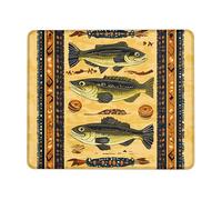 Fishing Wildlife Art Mouse Pad, Yellow Bass Fish Design Non-Slip Stitched Edge Mousepad, Perfect for Home Office Computer Use, Rubber Washable Gaming Mat Square 8x10 Inch