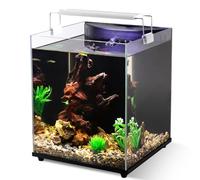 fishkeeper 4 Gallon Fish Tank Starter Kit, Small Aquarium with Filter and Adjustable 3 Color Lighting Self Cleaning Fish Bowl Rimless Aquarium for Beginners (Freshwater Fish Tank)