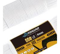 FISHLUND Paracord 550 lb, 7 Strand Paracord Rope 100ft 4mm, Nylon Parachute Cord for Camping, White