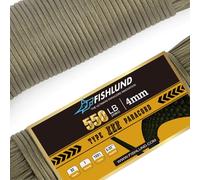 FISHLUND Paracord 550 lb, 7 Strand Paracord Rope 250ft 4mm, Nylon Parachute Cord for Camping, Army Green