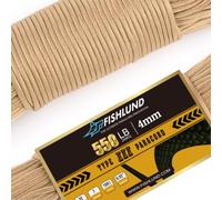 FISHLUND Paracord 550 lb, 7 Strand Paracord Rope 250ft 4mm, Nylon Parachute Cord for Camping, Desert Tan