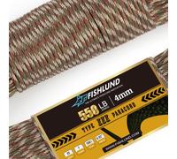 FISHLUND Paracord 550 lb, 7 Strand Paracord Rope 250ft 4mm, Nylon Parachute Cord for Camping, Forest Camo
