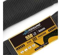 FISHLUND Paracord 550 lb, 7 Strand Type III Paracord Rope 50ft, High Strength Nylon Parachute Cord for Camping, Survival, Tactical and Hiking, Black