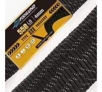 FISHLUND Reflective Paracord 550 lb, 7 Strand Paracord Rope 50ft 4mm, Nylon Parachute Cord for Camping, Black