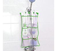 FishMM Mesh Bath Organizers for Shower with Hook, Quick Dry Hanging Shower Caddy College, Bath Storage with 6 Pockets for College Dorm Rooms, Bathroom