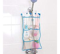FishMM Mesh Bath Organizers for Shower with Hook, Quick Dry Hanging Shower Caddy College, Bath Storage with 6 Pockets for College Dorm Rooms, Bathroom