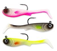 FISHN GRUMPYbaby Rubberfish Set - Weight: 13g, Length: 11cm - Extreme swimming action, fishing lures for pike fishing, Softbait (3 pieces) (GRUMPYbaby Blue) (GRUMPYbaby Glow in the Dark)