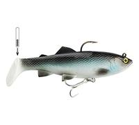 FISHN Pike Lure TROUTY 12cm, 38g, Soft Lure, Softbait with Jig Head Hook and Treble Hook and Removable Soundbar/Rattle - Bait for pike fishing (White Fish)