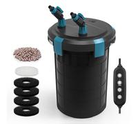 Fishnanny External Filter Aquarium mit DC Controller & Feeding Pause Mode, Quiet Adjustable Flow External Fish Tank Filters ≤25dB, 5-Stage Canister Filter with Sponge & Quartz-Ball for Fresh/Saltwater
