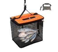 Fishnet Basket, Live Caught Fish Basket Collapsible Live Caught Fish | Crab Shrimp and Fishing Holder Basket with Hand Strap for Fishing Boat, Riverside