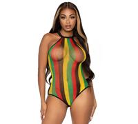 Leg Avenue Rasta Bodysuit w. snap Crotch, Multicolor, One Size