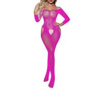 Fishnet Bodysuit Crotchless Tights For Women Uk Long Sleeve Mesh Bodystocking Lingerie Tight Catsuit Romper Design Soft Stretch Fabric Comfortable Loungewear Sleepwear Apparel