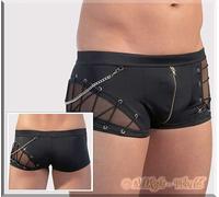 Fishnet Decorative Lace Pants With Zip & Chain Black
