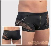 Fishnet Decorative Lace Pants With Zip & Chain Black