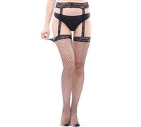 Fishnet Tights Womens Elegant Lace Suspender Tights Pantyhose Transparent Sheer Stockings High Waisted Garter Sheer Tight Suspender Pantyhose For Women (B, One Size)