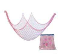 Fishnet with Shells for Beach Party Decor Wall Hanging for Various Events (pink)