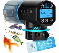 Fishnosh Automatic Fish Feeder for Aquarium - Auto Food Dispenser with Timer for Small Tank, Big Aquariums & Pond - Battery-Operated Feeders for Goldfish, Koi, & More Owners on Weekend or Day Vacation