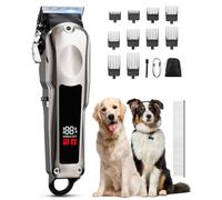 FISHOAKY Dog Clippers for Grooming Professional for Thick Heavy Coats/Low Noise Cordless Pet Shaver for Dogs Grooming Kit, Razors Pet Hair Shears LED Display, Pet Hair Trimmer for Dogs Cats