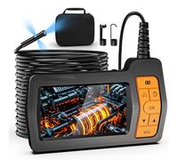 FISHOAKY Triple Lens endoscope inspection camera with Light, 5'' IPS Screen 1080p HD Waterproof drain camera, Borescope for Automotive/Wall/Industrial/Drainage Sewer,Gadgets For Men(50FT Cable)