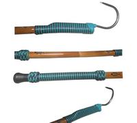 FISHSCALE GAFF Co Calcutta Bamboo Fish Gaff Wrapped in Cord Deckhand-Style (Gaff Hook: 316 Stainless Steel 3", LA Bruja DEL MAR Green/Purple/Aqua, 3ft)