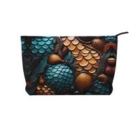 fishscale pattern Women's corduroy cosmetic bag, portable zipper hand-held wallet, suitable for travel and daily storage of cosmetics,