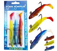 FishSimple™ Premium Fishing Lures, 28g 13.5cm Bass Cod & Pollock Lures, Silicone Multi-Color Strike Pack and Hit Squad Sets, 3 Pack Each All Year round winners. (HIT SQUAD)
