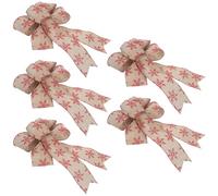 Fishtail Bow 5pcs Burlap Khaki with Snowflake Pattern for Winter