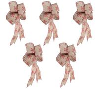 Fishtail Bow 5pcs Khaki Burlap with Snowflake Pattern for Winter