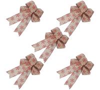 Fishtail Bow with Snowflake Pattern Khaki 5pcs Burlap for Winter Decor