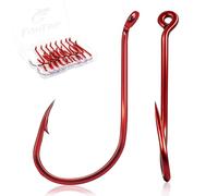 FishTrip 100Pcs Octopus Hooks Red, Offset Circle Hook for Live Bait Fishing
