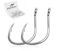 FishTrip 25/60Pcs Big Game Circle Hooks, 4X Strong Fishing Hooks Saltwater 1-5/0