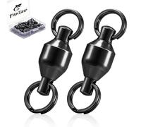 FishTrip 25pcs Fishing Swivels with Split Rings, High Strength Stainless Steel Ball Bearing Swivel Speed Clips Quick Snap Change Connector for Saltwater Freshwater Size 0#-10# (8#_77LB_25Pcs)
