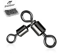 FishTrip 3 Way Swivel Fishing Tackle - 50pcs Black T-Turn Three Way Swivels Heavy Duty Saltwater for Catfish Rigs(8 * 10#)