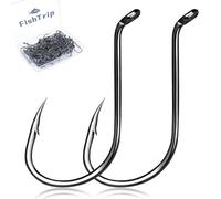 FishTrip 50/100 Pack Octopus Fishing Hooks - Offset Beak Circle Hooks for Fish Hooks Saltwater & Freshwater, Live Bait Fish Hook Black for Rigs Catfish, Bass Tuna, Walleye, Trout