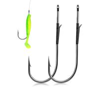 FishTrip Baitholder Worm Hooks, 30Pcs 3X Strong Long Shank Flipping Bait Holder Bass Fishing Hook for Drop Shot Rigs Freshwater Saltwater 1#