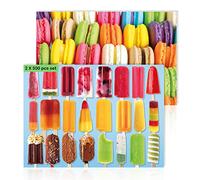 fishwisdom 300 Piece Jigsaw Puzzles Popsicles and Macarons for Adults Teens and Kids Family Happy Gift Idea (Pack of 2) (Popsicle+Macaron)