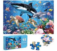 fishwisdom Jumbo Floor Puzzle for Kids, Holiday Activity, 48 Piece Large Puzzle for Age 3-8 Undersea World Puzzle 60x90 cm