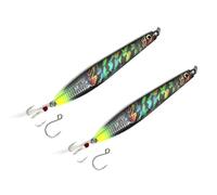 FISHZONE - 10 Pack 2 x KONICHI RIP RIDER Long Cast Fishing Lures - 9cm / 20g - Dressed Marine Mylar Treble & In-line 3/0 Hook (4 Colours Designs) For Predatory Fishing (Black Chrome)