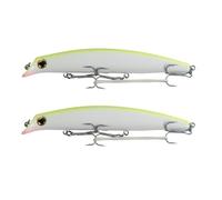 FISHZONE - 2 x KONICHI OTARU Floating Diver Hard Lures - 12cm / 17g - Depth 90cm Specialist Bass - Two Marine Treble Hooks (3 Colours) For Bass & Predatory Fishing (White Coral)