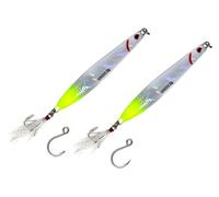 FISHZONE - 2 x KONICHI RIP RIDER Long Cast Fishing Lures - 10.50cm / 35g - Dressed Marine Mylar Treble & In-line 3/0 Hook (4 Colours Designs) For Bass & Predatory Fishing (20G)